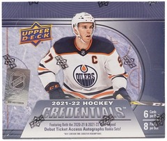 2021-22 Upper Deck Credentials NHL Hockey Hobby Box